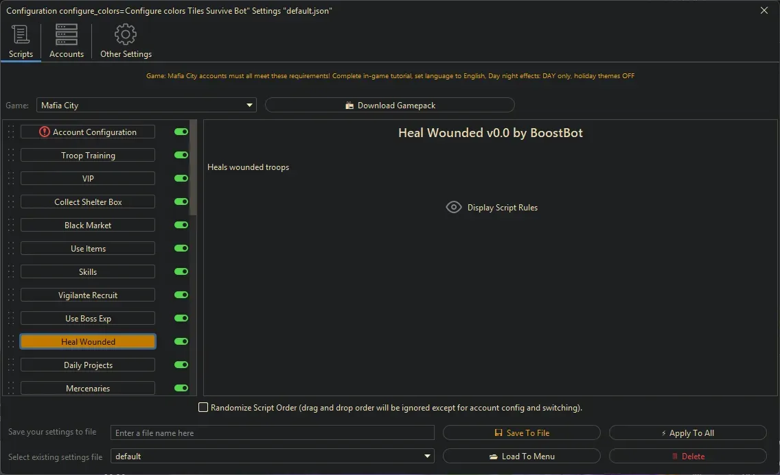 Mafia City Bot - Heal Wounded