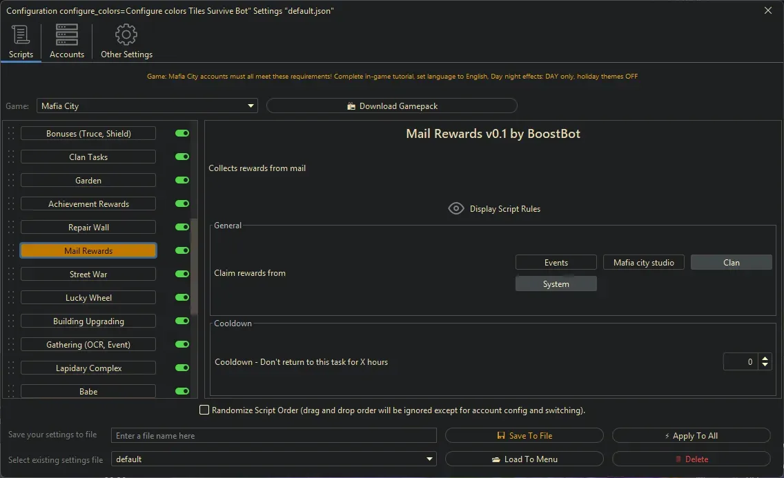 Mafia City Bot - Mail Rewards