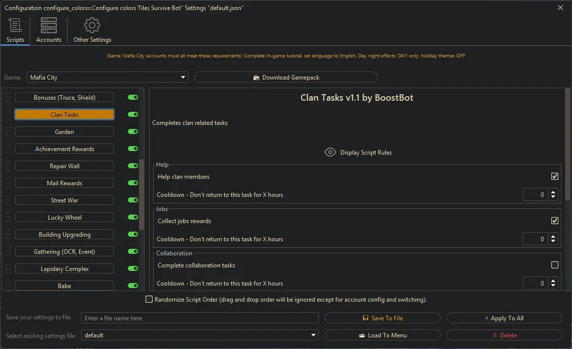 Mafia City Bot - Clan Tasks