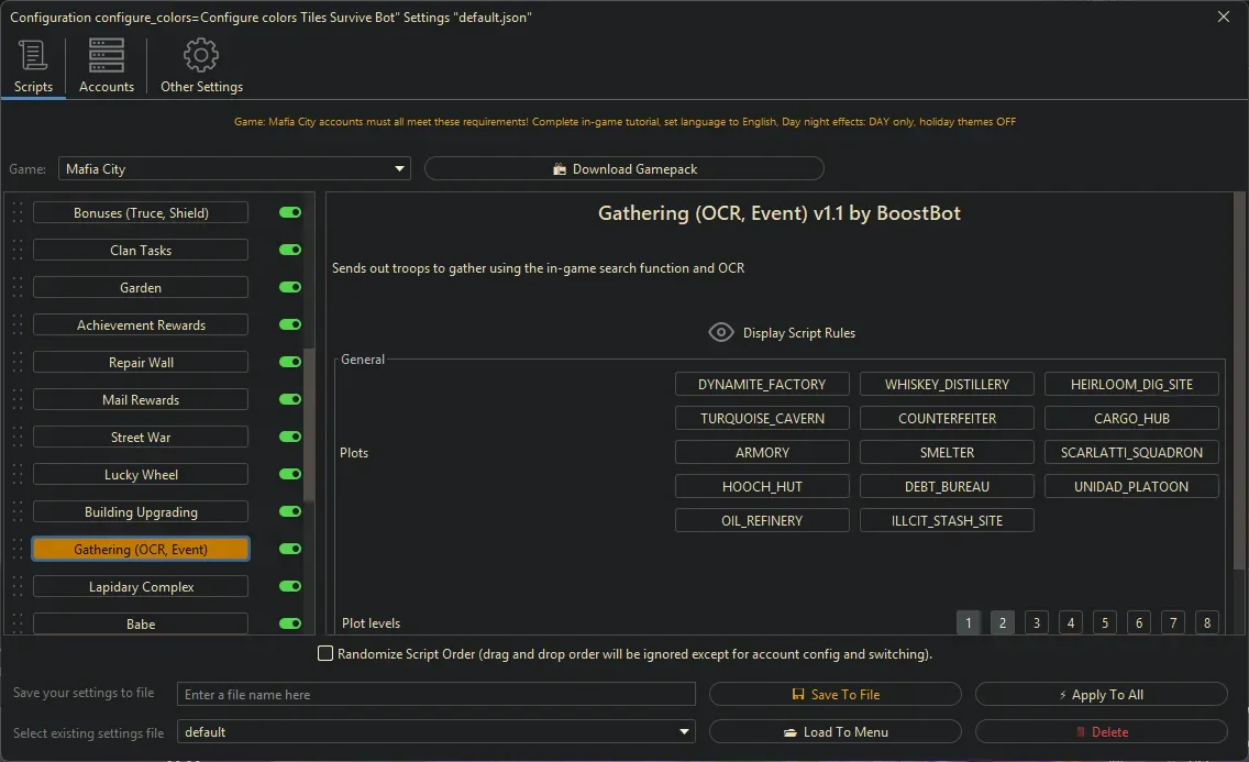 Mafia City Bot - Gathering (OCR, Event)